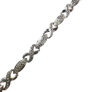 Infinity Link Tennis Bracelet Signed Sonia Hou Silver Tone Sz 7.5 Locking Clasp